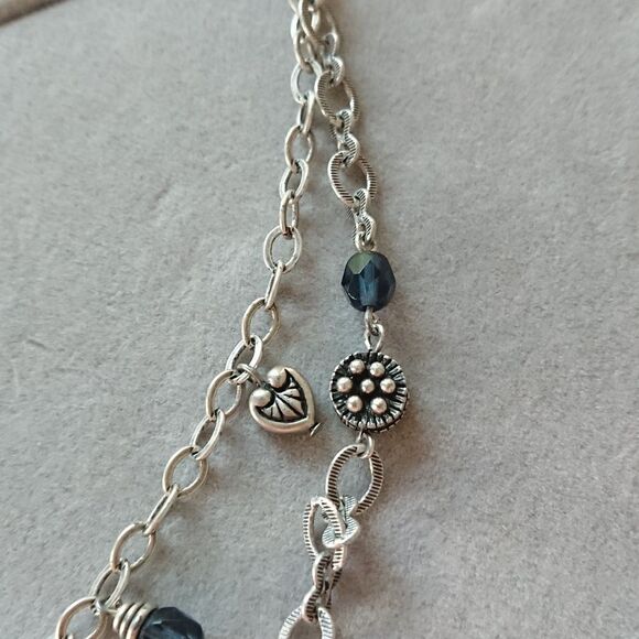 Napier Silver Tone Beads and charms double layered Chain Necklace - Picture 7 of 8